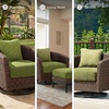 image:imageSignature Design by Ashley Horizon Hall Casual Outdoor Loveseat with Cushion UVResistant Nuvella Fabric Resin Wicker amp Aluminum Frame Ideal for Deck or Lanai Furniture Green amp Dark BrownOutdoor Swivel Lounge Chair
