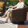 image:imageSignature Design by Ashley Horizon Hall Casual Outdoor Loveseat with Cushion UVResistant Nuvella Fabric Resin Wicker amp Aluminum Frame Ideal for Deck or Lanai Furniture Green amp Dark BrownOutdoor Swivel Lounge Chair