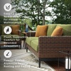image:imageSignature Design by Ashley Horizon Hall Casual Outdoor Loveseat with Cushion UVResistant Nuvella Fabric Resin Wicker amp Aluminum Frame Ideal for Deck or Lanai Furniture Green amp Dark BrownCasual