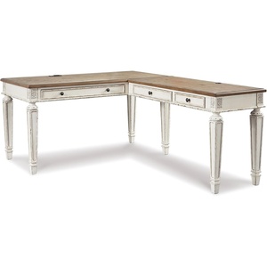 image:imageSignature Design by Ashley 60 Farmhouse Home Office Desk Chipped WhiteWhite  Brown