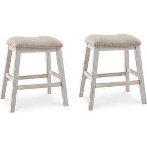 image:imageSignature Design by Ashley Counter Height Stools Set of 2 Backless GrayLight Brown  White