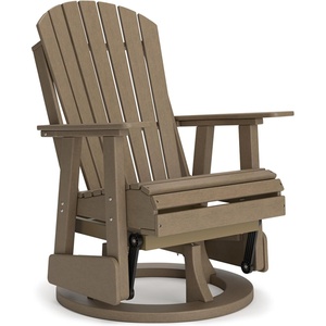 image:imageSignature Design by Ashley Hyland Wave Modern Outdoor Swivel Glider Chair Gentle Gliding Motion Stainless Steel Hardware and HDPE 3088 W x 305 D x 4163 H BlackBrown
