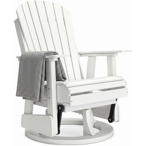 image:imageSignature Design by Ashley Hyland Wave Modern Outdoor Swivel Glider Chair Gentle Gliding Motion Stainless Steel Hardware and HDPE 3088 W x 305 D x 4163 H BlackWhite