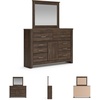 image:imageSignature Design by Ashley 6Drawer Black Dresser with Mirror for BedroomNatural Brown