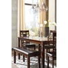 image:imageSignature Design by Ashley 6Piece Dining Table Set with Bench Dark BrownBrown