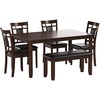 image:imageSignature Design by Ashley 6Piece Dining Table Set with Bench Dark BrownBrown