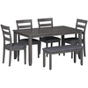 image:imageSignature Design by Ashley 6Piece Dining Table Set with Bench Dark BrownGrey