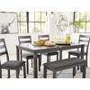 image:imageSignature Design by Ashley 6Piece Dining Table Set with Bench Dark BrownGrey