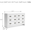 image:imageSignature Design by Ashley Binterglen 6Drawer White Dresser Casual Contemporary Style Hardwood Solids and Okoume Veneer Bedroom Storage 57 W