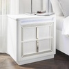 image:imageSignature Design by Ashley Chalanna White Glam Nightstand LED Lighting and USB Charging Modern Bedside Table 2 Drawer Storage for Bedroom 2763 W Bright WhiteWhiteSilver