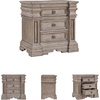 image:imageSignature Design by Ashley Chalanna White Glam Nightstand LED Lighting and USB Charging Modern Bedside Table 2 Drawer Storage for Bedroom 2763 W Bright WhiteBrownGray