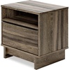 image:imageSignature Design by Ashley Chalanna White Glam Nightstand LED Lighting and USB Charging Modern Bedside Table 2 Drawer Storage for Bedroom 2763 W Bright WhiteBrown