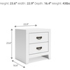 image:imageSignature Design by Ashley Chalanna White Glam Nightstand LED Lighting and USB Charging Modern Bedside Table 2 Drawer Storage for Bedroom 2763 W Bright WhiteWhite