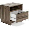 image:imageSignature Design by Ashley Chalanna White Glam Nightstand LED Lighting and USB Charging Modern Bedside Table 2 Drawer Storage for Bedroom 2763 W Bright WhiteBrown