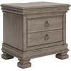 image:imageSignature Design by Ashley Chalanna White Glam Nightstand LED Lighting and USB Charging Modern Bedside Table 2 Drawer Storage for Bedroom 2763 W Bright WhiteBrownGray