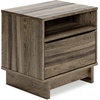 image:imageSignature Design by Ashley Chalanna White Glam Nightstand LED Lighting and USB Charging Modern Bedside Table 2 Drawer Storage for Bedroom 2763 W Bright WhiteBrown