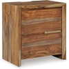 image:imageSignature Design by Ashley Chalanna White Glam Nightstand LED Lighting and USB Charging Modern Bedside Table 2 Drawer Storage for Bedroom 2763 W Bright WhiteBrown