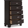 image:imageSignature Design by Ashley Covetown Contemporary 5Drawer Chest with Easy Glide and Safety Stop for Bedroom Dark BrownDark Brown