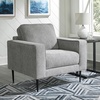 image:imageSignature Design by Ashley Hazela Accent Chair Modern SlimProfile Upholstered with Black Metal Legs Cozy Seating for Living Room Bedroom or Small Spaces