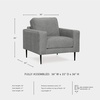 image:imageSignature Design by Ashley Hazela Accent Chair Modern SlimProfile Upholstered with Black Metal Legs Cozy Seating for Living Room Bedroom or Small Spaces