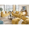 image:imageSignature Design by Ashley Keerwick Scandinavian 2in1 Sofa Sleeper with Folding Gel Memory Foam Mattress and 4 Pillows Queen YellowYellow