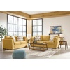image:imageSignature Design by Ashley Keerwick Scandinavian 2in1 Sofa Sleeper with Folding Gel Memory Foam Mattress and 4 Pillows Queen YellowYellow