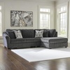 image:imageSignature Design by Ashley LShape Sleeper Sectional with Chaise GrayDark Gray