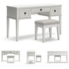 image:imageSignature Design by Ashley Makeup Vanity Desk with Stool Antiqued White