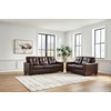 image:imageSignature Design by Ashley Queen Pull Out Couch Leather amp Faux LeatherDark Brown