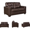 image:imageSignature Design by Ashley Queen Pull Out Couch Leather amp Faux LeatherDark Brown