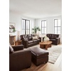 image:imageSignature Design by Ashley Queen Pull Out Couch Leather amp Faux LeatherDark Brown
