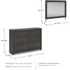 image:imageSignature Design by Ashley Rustic 6 Drawer Dresser with Mirror WhitewashCharcoal