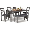 image:imageSignature Design by Ashley 6Piece Dining Table Set with Bench Dark BrownGrey