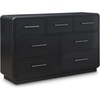 image:imageSignature Design by Ashley Rowanbeck Dresser Black Wood 7 Drawer Chest for Bedroom Hardwood Solids and Ash Veneer Contemporary Storage for Master Suites Black 64 W7 Drawer Dresser