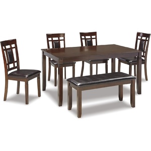 image:imageSignature Design by Ashley 6Piece Dining Table Set with Bench Dark BrownBrown