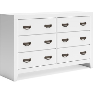 image:imageSignature Design by Ashley Binterglen 6Drawer White Dresser Casual Contemporary Style Hardwood Solids and Okoume Veneer Bedroom Storage 57 W