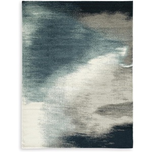 image:imageSignature Design by Ashley Flynnwick 5x7 Shag Rug Geometric Colorblock CreamPinkGray Stain Resistant Contemporary Polypropylene Area Rug for Living Room and Bedroom 53 W x 71 DBlueGrayIvory