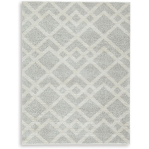 image:imageSignature Design by Ashley Flynnwick 5x7 Shag Rug Geometric Colorblock CreamPinkGray Stain Resistant Contemporary Polypropylene Area Rug for Living Room and Bedroom 53 W x 71 DGrayIvory
