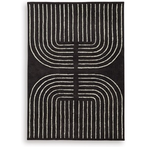 image:imageSignature Design by Ashley Flynnwick 5x7 Shag Rug Geometric Colorblock CreamPinkGray Stain Resistant Contemporary Polypropylene Area Rug for Living Room and Bedroom 53 W x 71 DBlackCream
