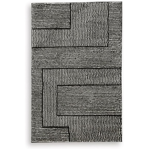 image:imageSignature Design by Ashley Flynnwick 5x7 Shag Rug Geometric Colorblock CreamPinkGray Stain Resistant Contemporary Polypropylene Area Rug for Living Room and Bedroom 53 W x 71 DBlackIvory