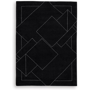 image:imageSignature Design by Ashley Flynnwick 5x7 Shag Rug Geometric Colorblock CreamPinkGray Stain Resistant Contemporary Polypropylene Area Rug for Living Room and Bedroom 53 W x 71 DBlackWhite