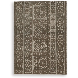 image:imageSignature Design by Ashley Flynnwick 5x7 Shag Rug Geometric Colorblock CreamPinkGray Stain Resistant Contemporary Polypropylene Area Rug for Living Room and Bedroom 53 W x 71 DBrownIvory