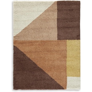 image:imageSignature Design by Ashley Flynnwick 5x7 Shag Rug Geometric Colorblock CreamPinkGray Stain Resistant Contemporary Polypropylene Area Rug for Living Room and Bedroom 53 W x 71 DCreamPinkOcher