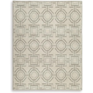 image:imageSignature Design by Ashley Flynnwick 5x7 Shag Rug Geometric Colorblock CreamPinkGray Stain Resistant Contemporary Polypropylene Area Rug for Living Room and Bedroom 53 W x 71 DIvoryGray