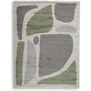 image:imageSignature Design by Ashley Flynnwick 5x7 Shag Rug Geometric Colorblock CreamPinkGray Stain Resistant Contemporary Polypropylene Area Rug for Living Room and Bedroom 53 W x 71 DGreenGrayIvory