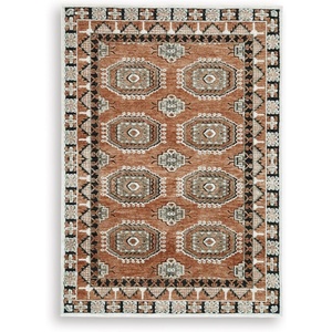 image:imageSignature Design by Ashley Flynnwick 5x7 Shag Rug Geometric Colorblock CreamPinkGray Stain Resistant Contemporary Polypropylene Area Rug for Living Room and Bedroom 53 W x 71 DSiennaIvoryBlack