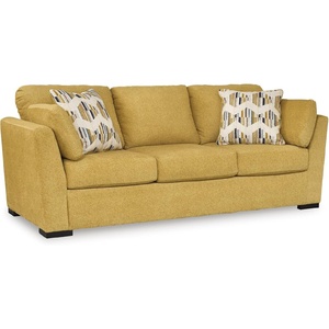 image:imageSignature Design by Ashley Keerwick Scandinavian 2in1 Sofa Sleeper with Folding Gel Memory Foam Mattress and 4 Pillows Queen YellowYellow