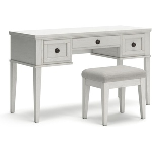 image:imageSignature Design by Ashley Makeup Vanity Desk with Stool Antiqued White