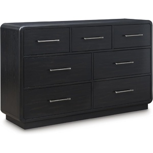 image:imageSignature Design by Ashley Rowanbeck Dresser Black Wood 7 Drawer Chest for Bedroom Hardwood Solids and Ash Veneer Contemporary Storage for Master Suites Black 64 W7 Drawer Dresser