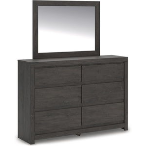 image:imageSignature Design by Ashley Rustic 6 Drawer Dresser with Mirror WhitewashCharcoal